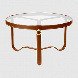 Стол Gubi Adnet Coffee Table - Circular, Ø70, коричневая кожа                                       