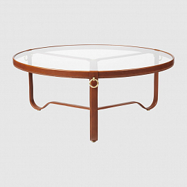 Стол Gubi Adnet Coffee Table - Circular, Ø100, коричневая кожа                                      