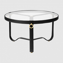 Стол Gubi Adnet Coffee Table - Circular, Ø70, черная кожа                                           