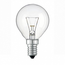 Лампа накаливания P45 25W E14 прозрачная                                                            