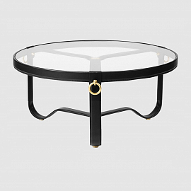Стол Gubi Adnet Coffee Table - Circular, Ø100, черная кожа                                          